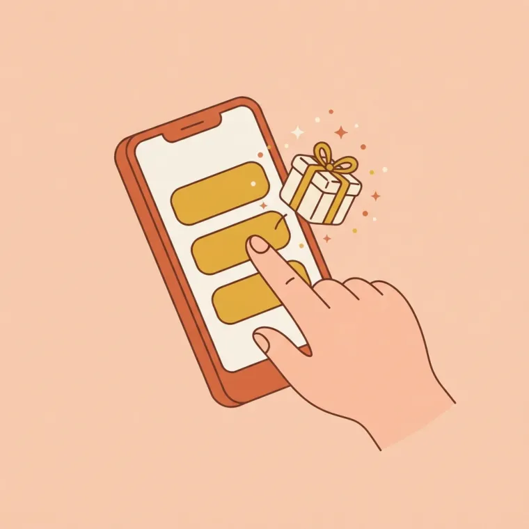 Ilustração: escolhendo um presente pelo celular em três passos