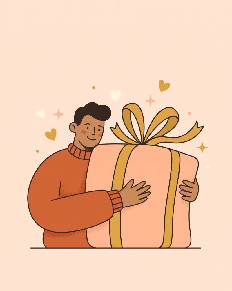 Ilustração de uma pessoa segurando um presente